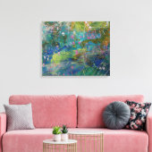 Roze Blauwgroen Gele Abstracte Kunst op Canvas Afdruk (Insitu (Woonkamer))