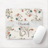 Roze Blauwgroen gele bloemkool met de titel Vellum Muismat (Met muis)