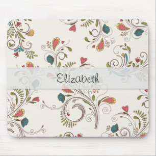 Roze Blauwgroen gele bloemkool met de titel Vellum Muismat