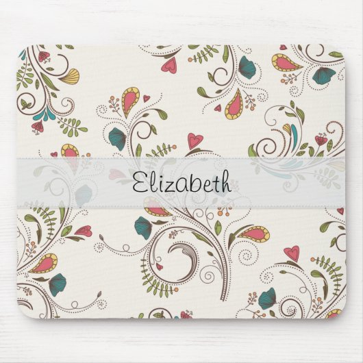 Roze Blauwgroen gele bloemkool met de titel Vellum Muismat (Voorkant)