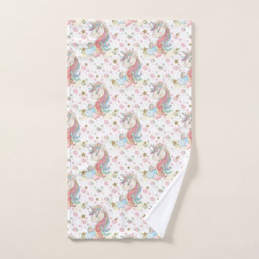 Roze Blauwgroen Gele Eenhoorn Kleurrijk Bad Handdoek (Handdoek)