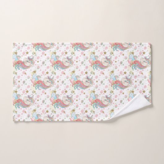 Roze Blauwgroen Gele Eenhoorn Kleurrijk Bad Handdoek (Handdoek)