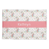 Roze Blauwgroen Gele Eenhoorn Kleurrijk Kussensloop (Achterkant)