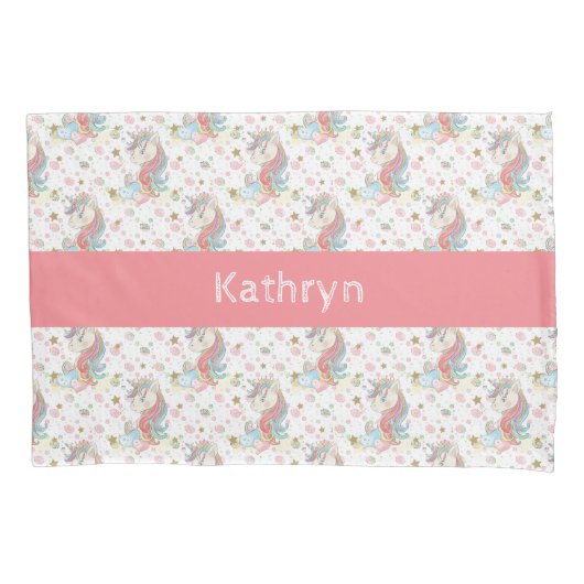 Roze Blauwgroen Gele Eenhoorn Kleurrijk Kussensloop (Voorkant)