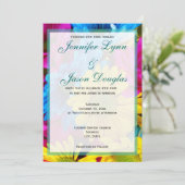 Roze Blauwgroen Gerber Daisy Flowers Wedding Invit Kaart (Staand voorkant)