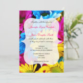 Roze Blauwgroen Gerber Daisy Flowers Wedding Invit Kaart (Staand voorkant)