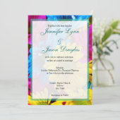 Roze Blauwgroen Gerber Daisy Flowers Wedding Invit Kaart (Staand voorkant)