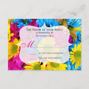 Roze Blauwgroen Gerber Daisy Flowers Wedding RSVP