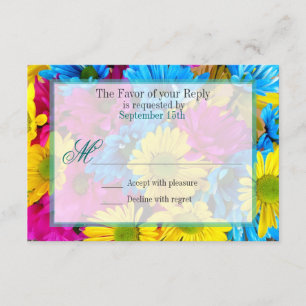 Roze Blauwgroen Gerber Daisy Flowers Wedding RSVP
