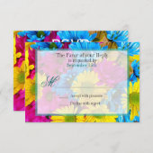 Roze Blauwgroen Gerber Daisy Flowers Wedding RSVP (Voorkant / Achterkant)