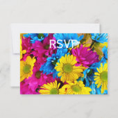 Roze Blauwgroen Gerber Daisy Flowers Wedding RSVP (Achterkant)