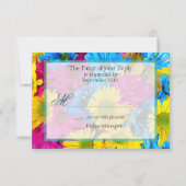 Roze Blauwgroen Gerber Daisy Flowers Wedding RSVP Kaartje (Voorkant)