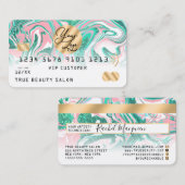 Roze Blauwgroen Glitter Marmer Credit Kaart Logo Visitekaartje (Voorkant / Achterkant)