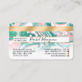 Roze Blauwgroen Glitter Marmer Credit Kaart Logo Visitekaartje (Achterkant)