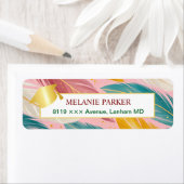 Roze Blauwgroen Goud Afstuderen Retouradres Etiket (Insitu)