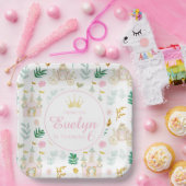 Roze blauwgroen gouden kleine prinses verjaardagsm papieren bordje (Feest)