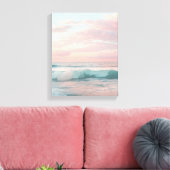 Roze, Blauwgroen & Gouden Zonsondergang Ocean Canv Canvas Afdruk (Insitu (Woonkamer))