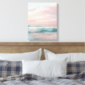 Roze, Blauwgroen & Gouden Zonsondergang Ocean Canv Canvas Afdruk (Insitu (Slaapkamer))