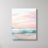 Roze, Blauwgroen & Gouden Zonsondergang Ocean Canv Canvas Afdruk (Voorkant)