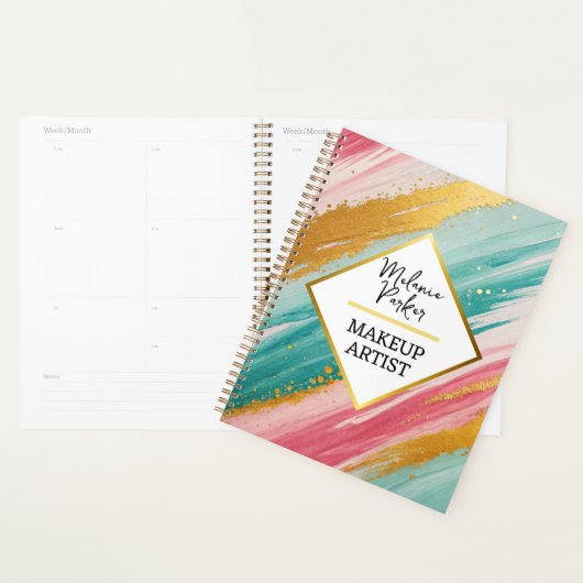 roze blauwgroen goudverf planner (Display)