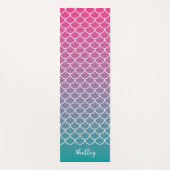 Roze Blauwgroen Gradiënt Zeemeermin Fishscale Yogamat (Voorkant)