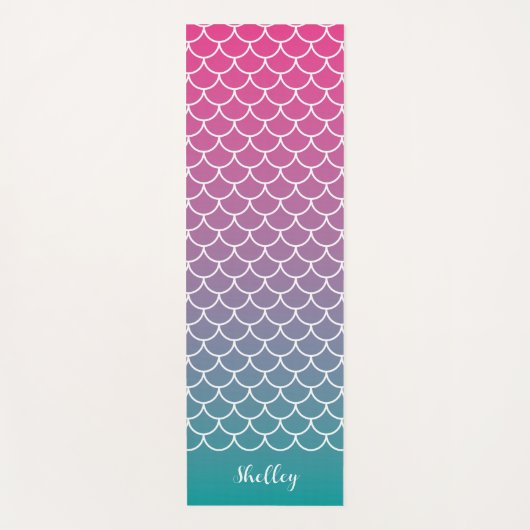 Roze Blauwgroen Gradiënt Zeemeermin Fishscale Yogamat (Voorkant)