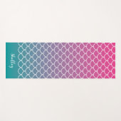 Roze Blauwgroen Gradiënt Zeemeermin Fishscale Yogamat (Voorkant (horizontaal))