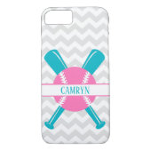 Roze Blauwgroen Grijze Softball-telefooncel Case-Mate iPhone Case (Achterkant)