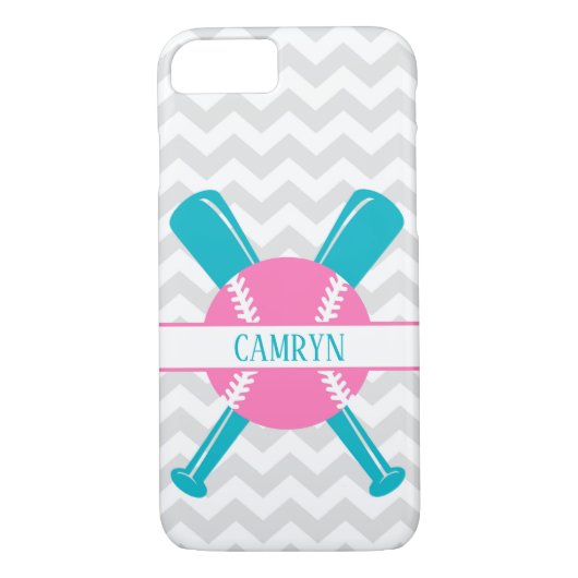 Roze Blauwgroen Grijze Softball-telefooncel Case-Mate iPhone Case (Achterkant)