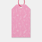 Roze blauwgroen groene bloemenkrans bruiloft dank cadeaulabel (Achterkant)