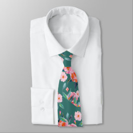 Roze Blauwgroen Groene Waterverf Roos Pattern Wedd Stropdas