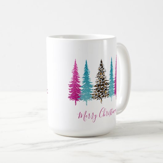 Roze Blauwgroen kerst met glam Koffiemok (Voorkant rechts)