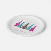 Roze Blauwgroen kerst met glam Papieren Bordje (Gekanteld)