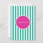 Roze & Blauwgroen Kinder Bowling Party Verjaardags Kaart (Achterkant)