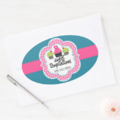 Roze Blauwgroen koekjesbakkerij Ovale Sticker (Envelop)