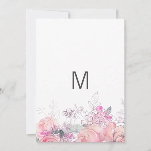 Roze blauwgroen lavendel bloemenboeket Bruiloft Kaart (Achterkant)