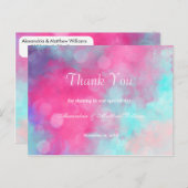Roze blauwgroen lavendel waterverf bokeh Dank u Briefkaart (Voorkant / Achterkant)