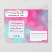 Roze blauwgroen lavendel waterverf bokeh Dank u Briefkaart (Achterkant)