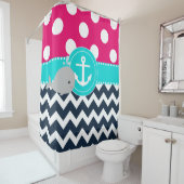 Roze Blauwgroen marinewalvis Douchegordijn (In situ)