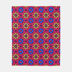 Roze & Blauwgroen  mediterrane stijl Fleece Deken