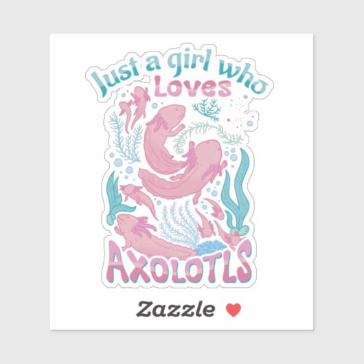 Roze Blauwgroen meisje dat van Axolotls houdt Sticker (Vel)