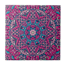 Roze, Blauwgroen & Navy Vibrant Boho Mandala
