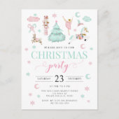 Roze blauwgroen notenkraker ballet snoep kerstfees feestdagenkaart (Voorkant)