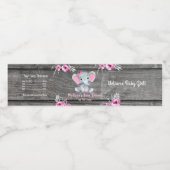 Roze Blauwgroen Olifant waterflesetiket voor meisj Waterfles Etiket (Enkel label)