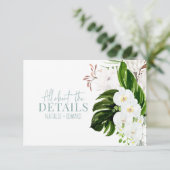 Roze, blauwgroen + orchidee tropische florale omhu save the date (Staand voorkant)