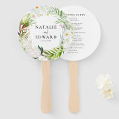 Roze, blauwgroen + orchidee tropische wondbruiloft handwaaier (Voorkant en achterkant)