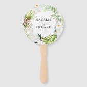 Roze, blauwgroen + orchidee tropische wondbruiloft handwaaier (Voorkant)