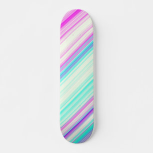Roze Blauwgroen Paars Trendy Stripe Patroon Persoonlijk Skateboard