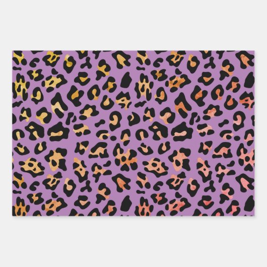 Roze Blauwgroen Paarse luipaard Dierafdrukken Inpakpapier Vel (Voorkant 3)
