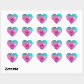 Roze Blauwgroen Paarse Ombre Waterverf Hart Sticker (Vel)